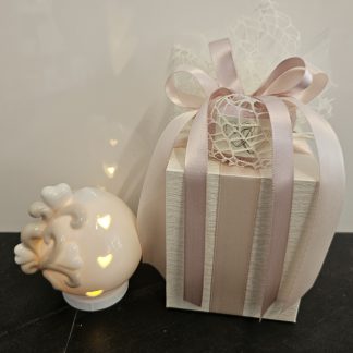 Pigna in porcellana avorio con LED