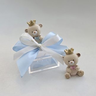 Principe e Principessa Orsetto in resina su scatola Plexi
